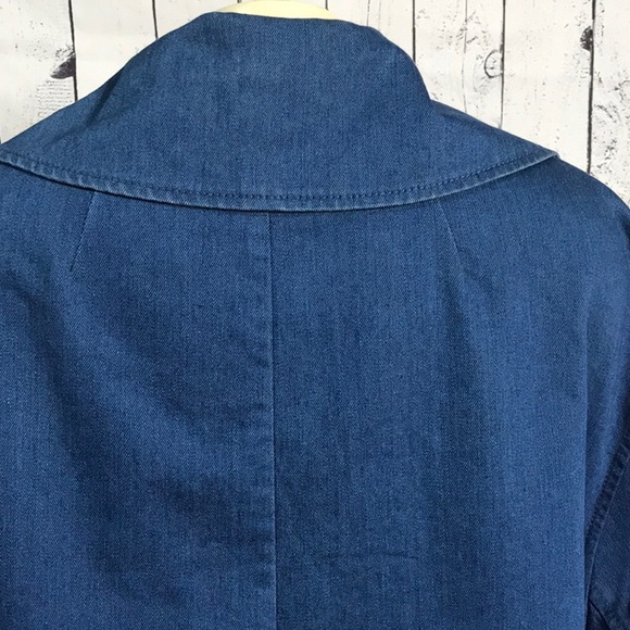 H&M denim long button jacket big pockets 2 button front - Picture 7 of 11